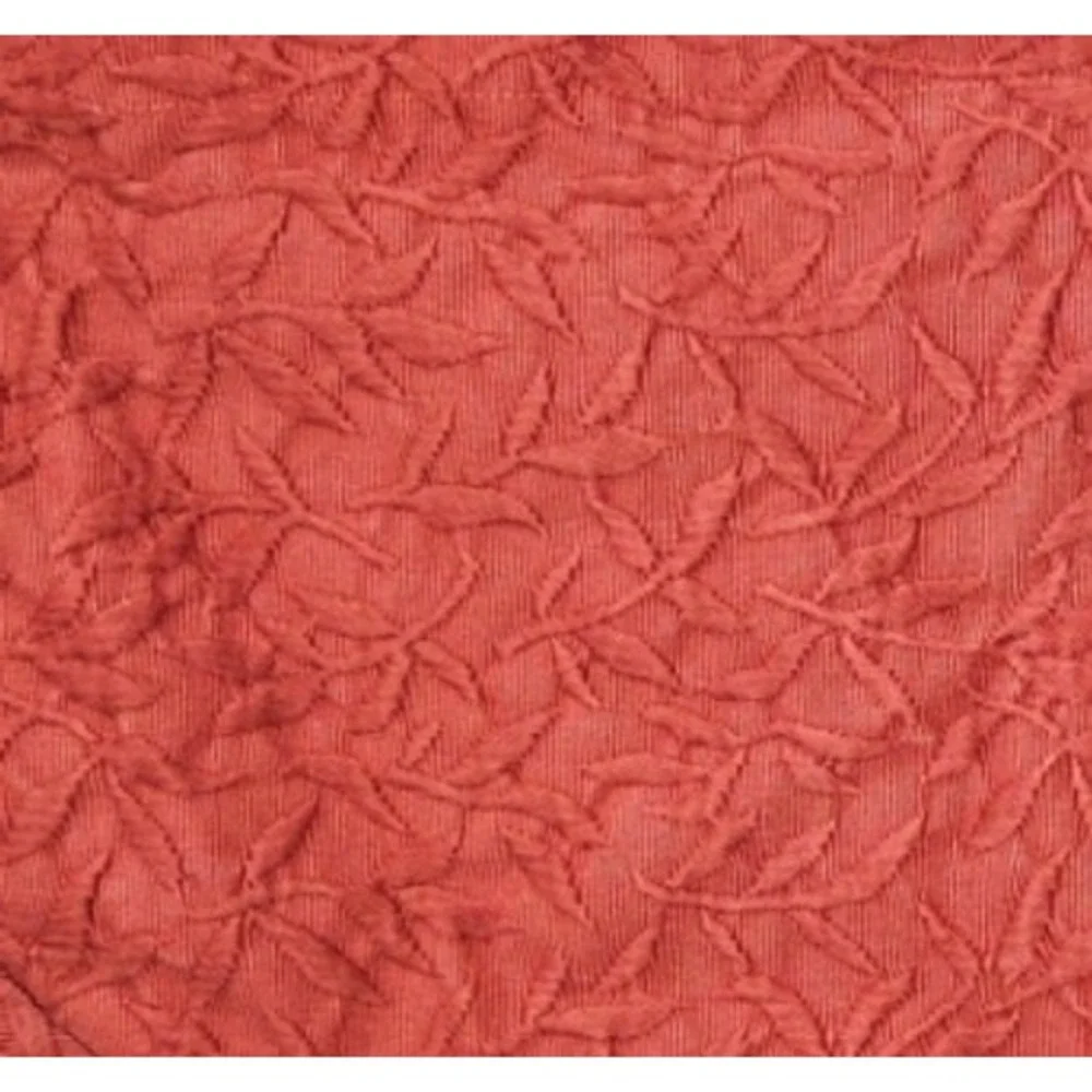 LinenSource King Matelasse Cotton Duvet Red Burgundy Terracotta Leaf Textured
